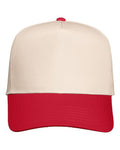 Valucap 8869 Five-Panel Twill Cap - Natural/ Red - front