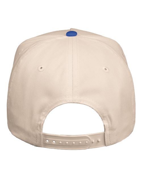 Valucap 8869 Five-Panel Twill Cap - Natural/ Royal - back