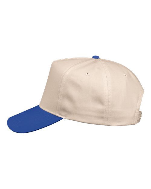 Valucap 8869 Five-Panel Twill Cap - Natural/ Royal - side