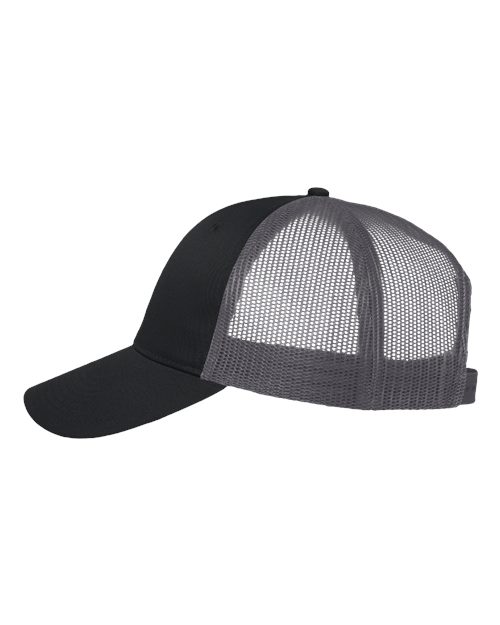Valucap VC400 Mesh-Back Twill Trucker Cap - Black/ Charcoal - side