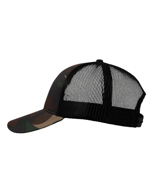 Valucap VC400 Mesh-Back Twill Trucker Cap - Camo/ Black - side