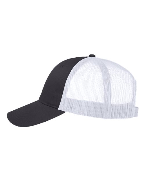 Valucap VC400 Mesh-Back Twill Trucker Cap - Charcoal/ White - side