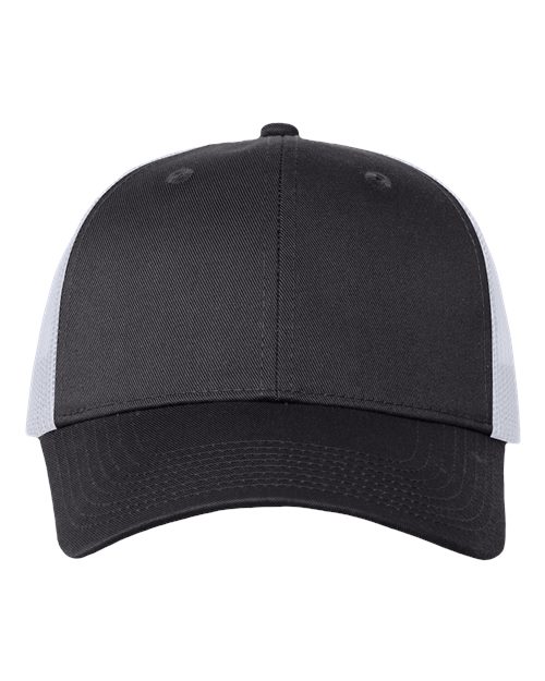 Valucap VC400 Mesh-Back Twill Trucker Cap - Charcoal/ White - front