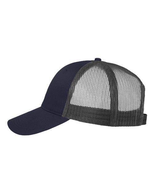 Valucap VC400 Mesh-Back Twill Trucker Cap - Navy/ Charcoal - side