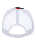 Valucap VC400 Mesh-Back Twill Trucker Cap - Navy/ White/ Red - back