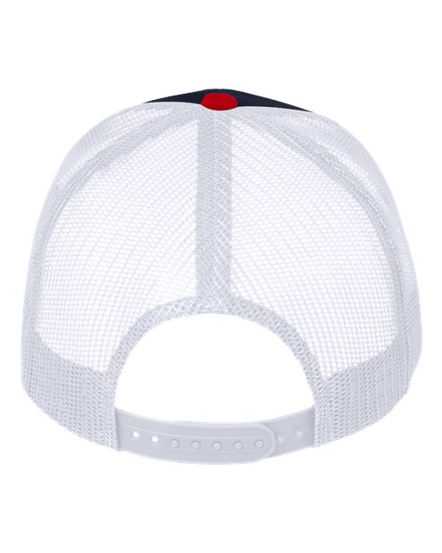 Valucap VC400 Mesh-Back Twill Trucker Cap - Navy/ White/ Red - back