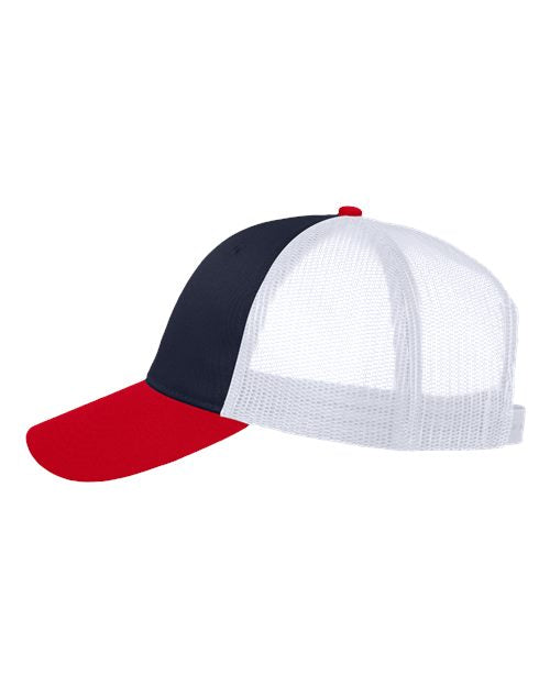 Valucap VC400 Mesh-Back Twill Trucker Cap - Navy/ White/ Red - side