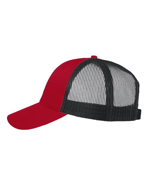 Valucap VC400 Mesh-Back Twill Trucker Cap - Red/ Black - side
