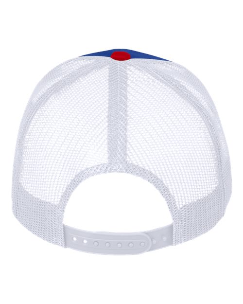 Valucap VC400 Mesh-Back Twill Trucker Cap - Royal/ White/ Red - back