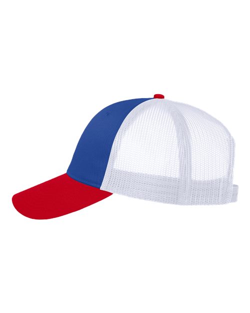 Valucap VC400 Mesh-Back Twill Trucker Cap - Royal/ White/ Red - side