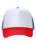 Valucap VC700 Foam Mesh-Back Trucker Cap - White/ Royal/ Red - front