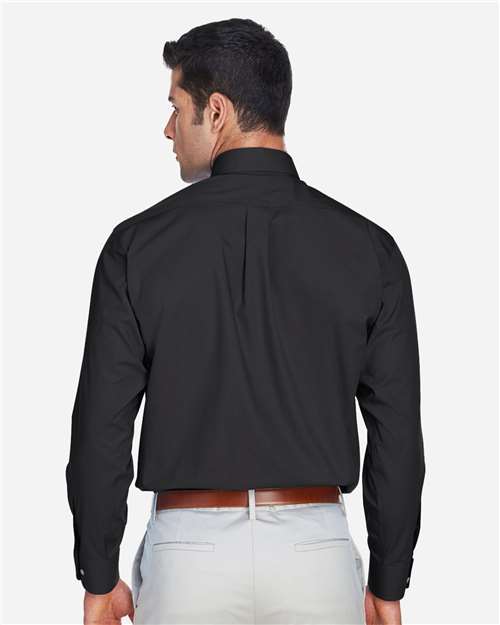 Devon & Jones D620 Men's Crown Collection Broadcloth Woven Dress Shirt - Black - model back