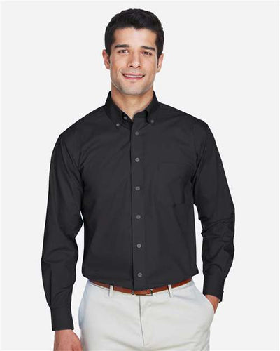 Devon & Jones D620 Men's Crown Collection Broadcloth Woven Dress Shirt - Black - model front