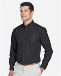Devon & Jones D620 Men's Crown Collection Broadcloth Woven Dress Shirt - Black - model side