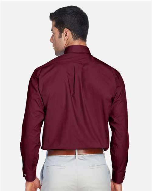 Devon & Jones D620 Men's Crown Collection Broadcloth Woven Dress Shirt - Burgundy - model back