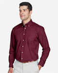 Devon & Jones D620 Men's Crown Collection Broadcloth Woven Dress Shirt - Burgundy - model side