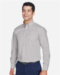 Devon & Jones D620 Men's Crown Collection Broadcloth Woven Dress Shirt - Silver - model side