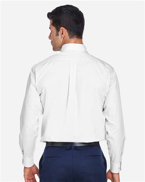 Devon & Jones D620 Men's Crown Collection Broadcloth Woven Dress Shirt - White - model back