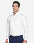 Devon & Jones D620 Men's Crown Collection Broadcloth Woven Dress Shirt - White - model side