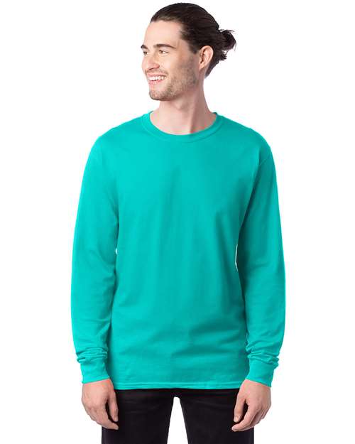 Hanes 5286 Essential-T Long Sleeve T-Shirt - Athletic Teal - model front