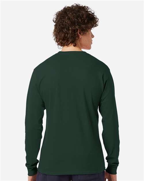 Champion CC8C Unisex Long Sleeve T-Shirt - Dark Green - model back