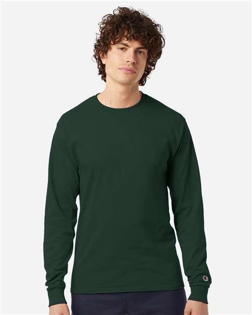Champion CC8C Unisex Long Sleeve T-Shirt - Dark Green - model front