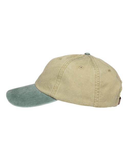 Adams Headwear LP101 Optimum Pigment-Dyed Dad Hat - Khaki/ Forest - side