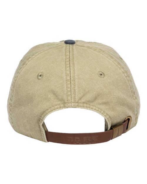 Adams Headwear LP101 Optimum Pigment-Dyed Dad Hat - Khaki/ Navy - back