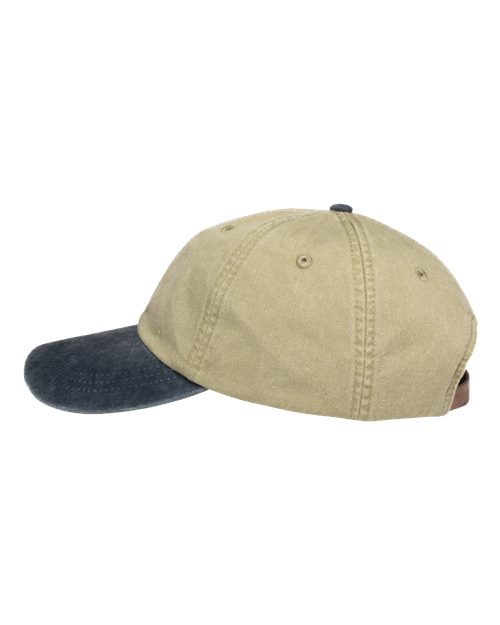 Adams Headwear LP101 Optimum Pigment-Dyed Dad Hat - Khaki/ Navy - side