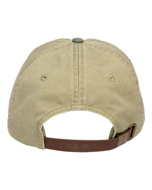 Adams Headwear LP101 Optimum Pigment-Dyed Dad Hat - Khaki/ Spruce Green - back