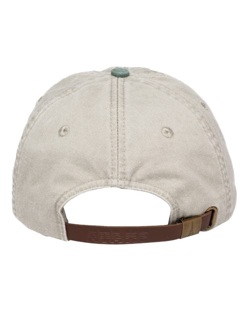 Adams Headwear LP101 Optimum Pigment-Dyed Dad Hat - Stone/ Forest - back