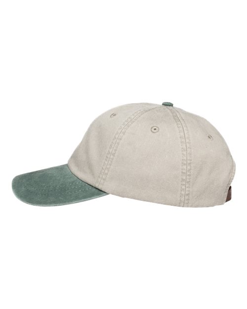 Adams Headwear LP101 Optimum Pigment-Dyed Dad Hat - Stone/ Forest - side