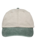 Adams Headwear LP101 Optimum Pigment-Dyed Dad Hat - Stone/ Forest - front