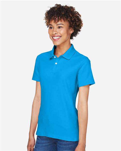 Devon & Jones DG150W Women's DRYTEC20 Performance Polo - Ocean Blue - model side