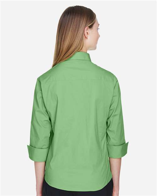 Devon & Jones DP625W Women's Perfect Fit Three-Quarter Sleeve Stretch Poplin Dress Shirt - Lime - model back