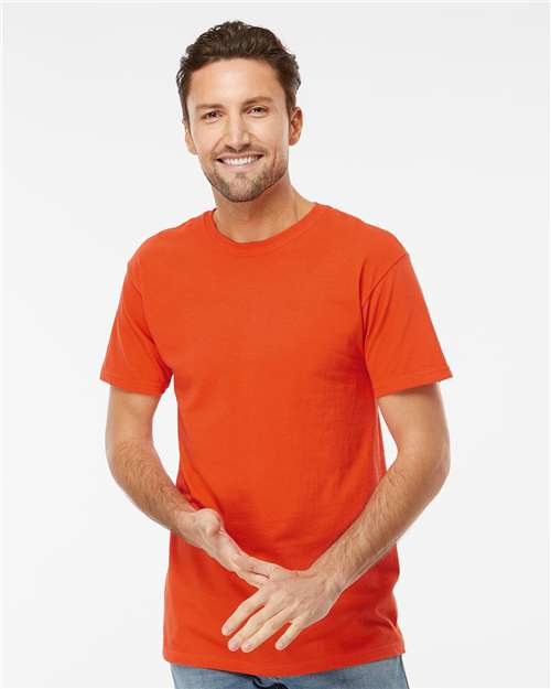 M&O 4800 Men's Gold Soft Touch T-Shirt - Burnt Orange - model front