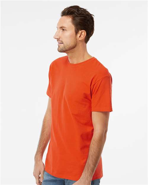 M&O 4800 Men's Gold Soft Touch T-Shirt - Burnt Orange - model side