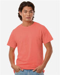 M&O 4800 Men's Gold Soft Touch T-Shirt - Heather Coral - model front
