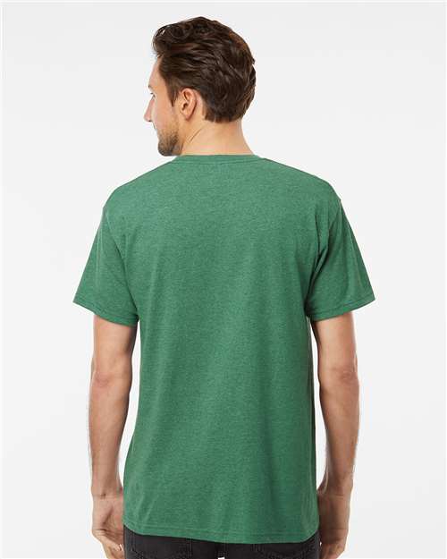 M&O 4800 Men's Gold Soft Touch T-Shirt - Heather Kelly Green - model back