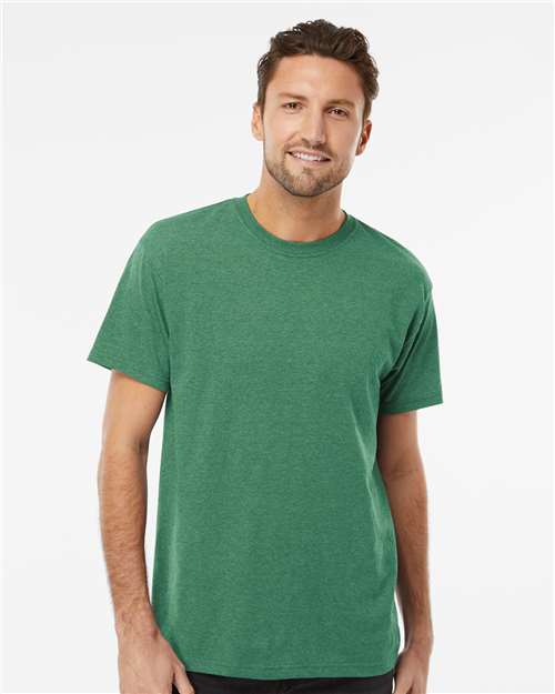 M&O 4800 Men's Gold Soft Touch T-Shirt - Heather Kelly Green - model front