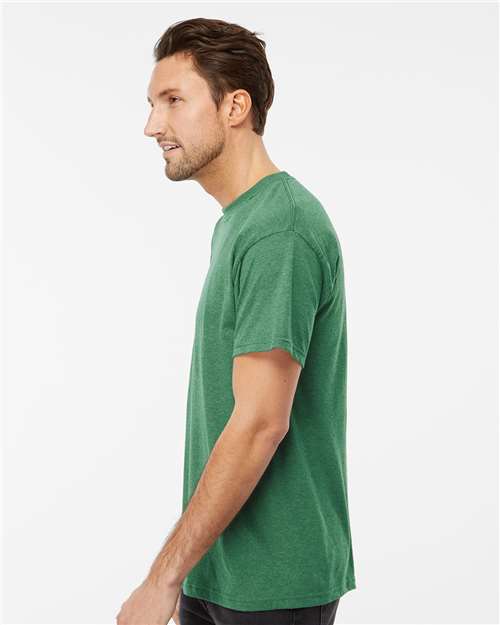 M&O 4800 Men's Gold Soft Touch T-Shirt - Heather Kelly Green - model side