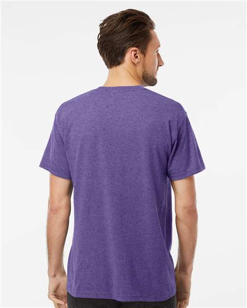 M&O 4800 Men's Gold Soft Touch T-Shirt - Heather Purple - model back