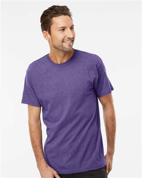 M&O 4800 Men's Gold Soft Touch T-Shirt - Heather Purple - model front