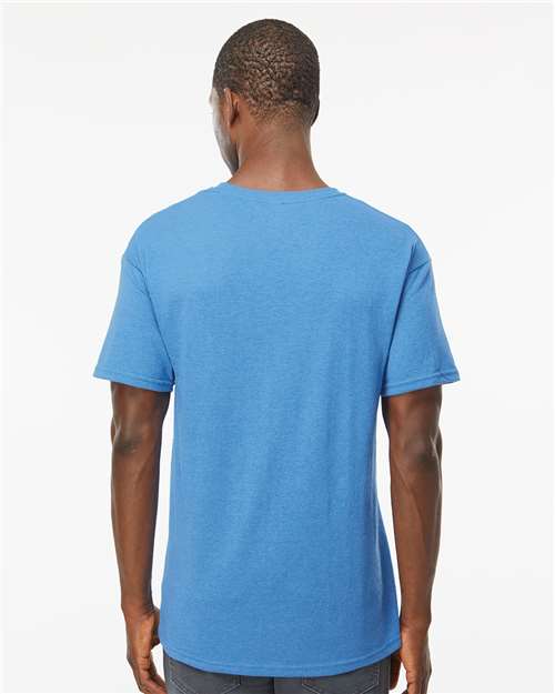 M&O 4800 Men's Gold Soft Touch T-Shirt - Heather Turquoise - model back