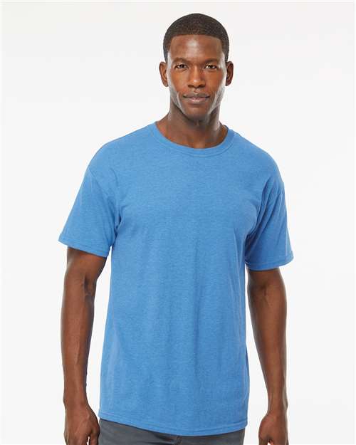 M&O 4800 Men's Gold Soft Touch T-Shirt - Heather Turquoise - model front