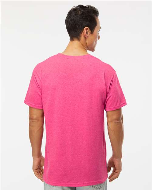 M&O 4800 Men's Gold Soft Touch T-Shirt - Neon Pink - model back