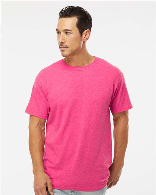 M&O 4800 Men's Gold Soft Touch T-Shirt - Neon Pink - model front