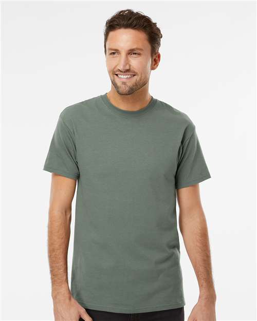 M&O 4800 Men's Gold Soft Touch T-Shirt - Sage - model front