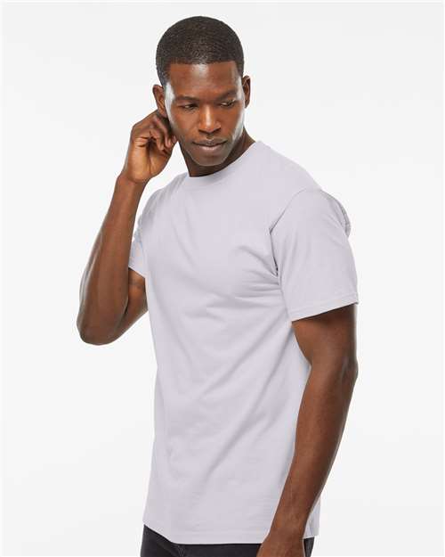 M&O 4800 Men's Gold Soft Touch T-Shirt - Silver - model side