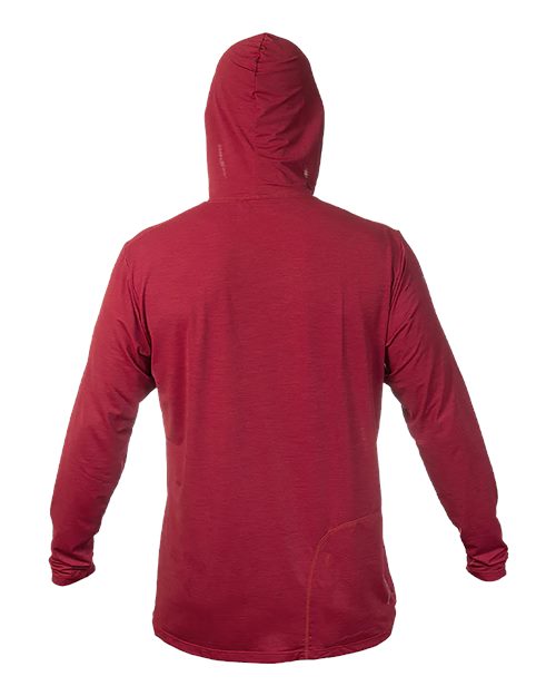 ANETIK MVLPRH8 Men's Low Pro Tech Hooded Long Sleeve T-Shirt - Pyro Heathered - back